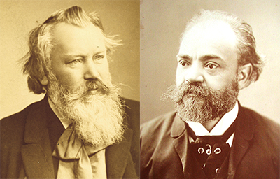 Johannes Brahms (left) helped Antonin Dvorak (right) in his career, and the two became lifelong friends.